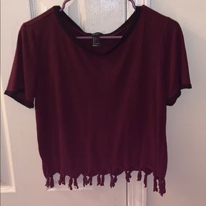 Forever 21 Cropped Maroon Short Sleeve